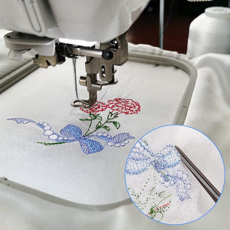 Simthread No Show Mesh (Invisible) Cut Away Embroidery Stabilizer Backing Interlining - Weight 1.9 Ounces 8" x 8" 100pcs/pack - Precut Sheets for 4x4 and 6x6 Machine Embroidery Hoops - Image 4